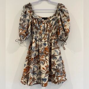 House of Harlow 1960 Nicole Richie Cream Paisley Pattern Floral Mini Dress SZ XS